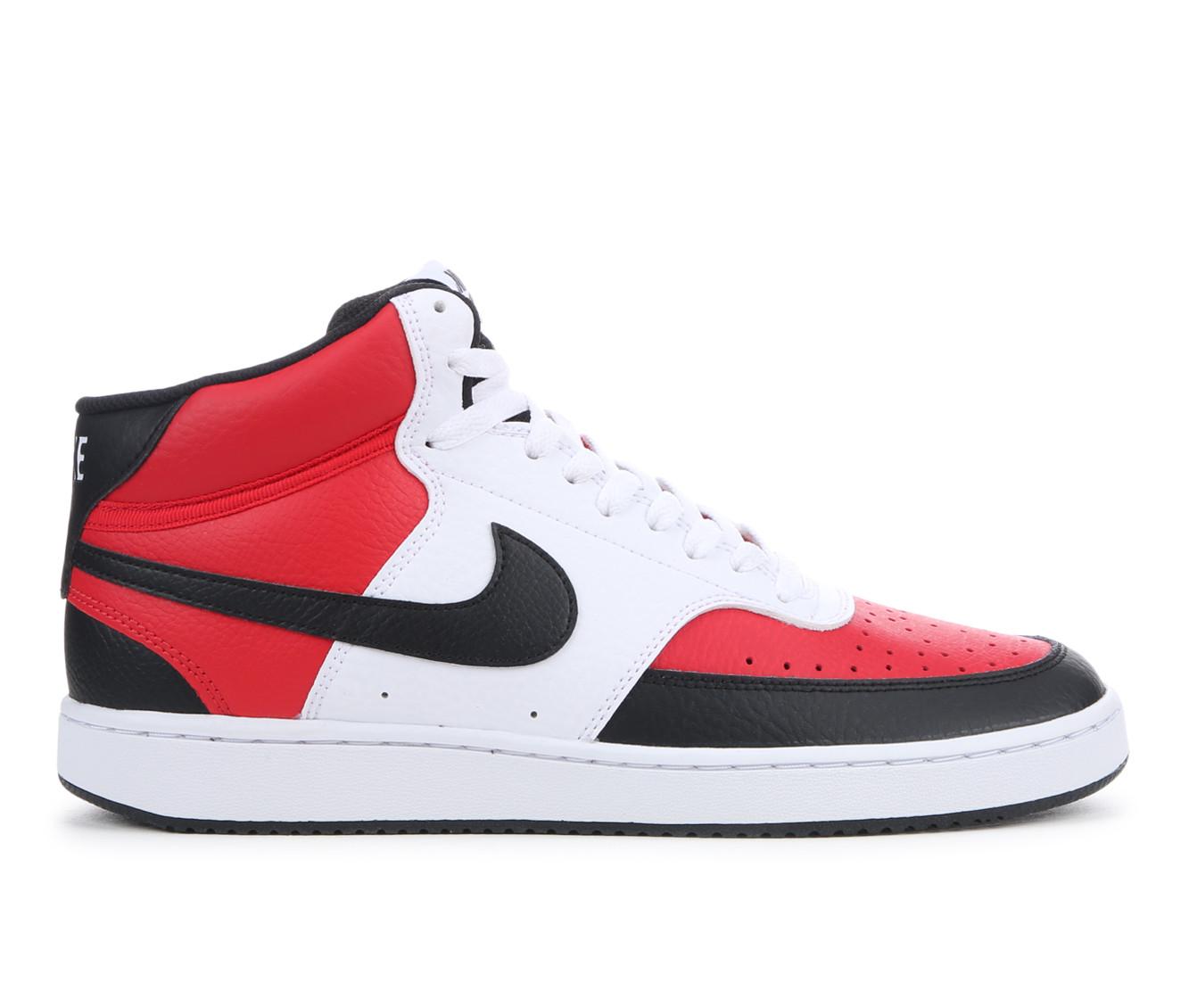 Men's Nike Court Vision Mid Sneakers in Red/Black/White color