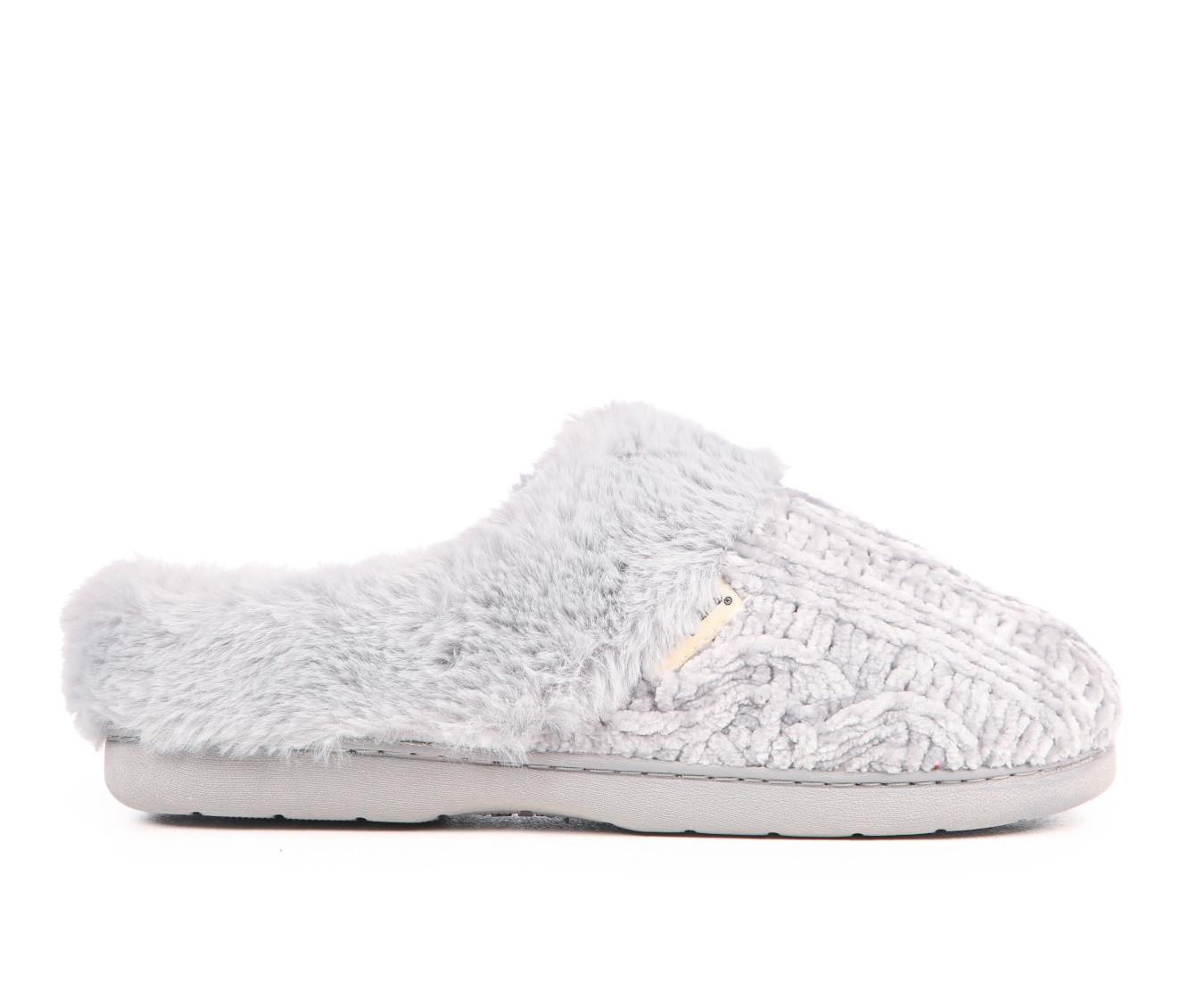 Dearfoams Cable Knit Chenille Slippers in Sleet color