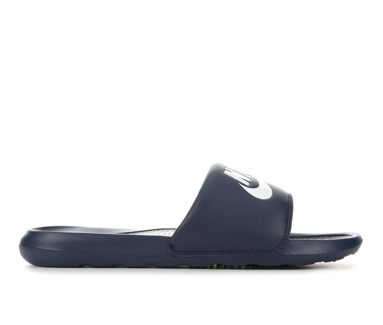 Men's Nike Victori One Sport Slides in Navy/White color