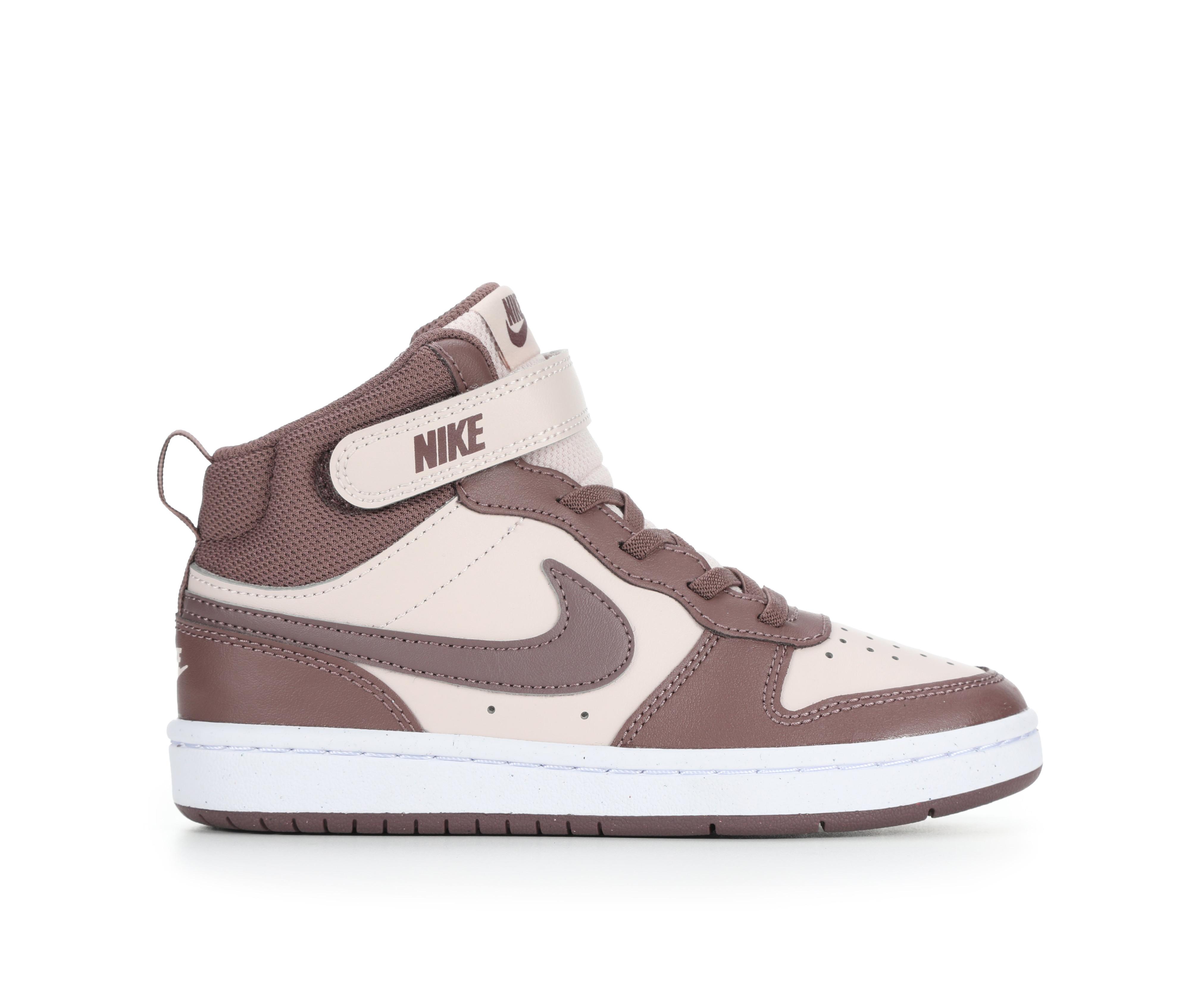 Kids' Nike Little Kid Court Borough Mid 2 Sneakers in Silt Red/Wht color
