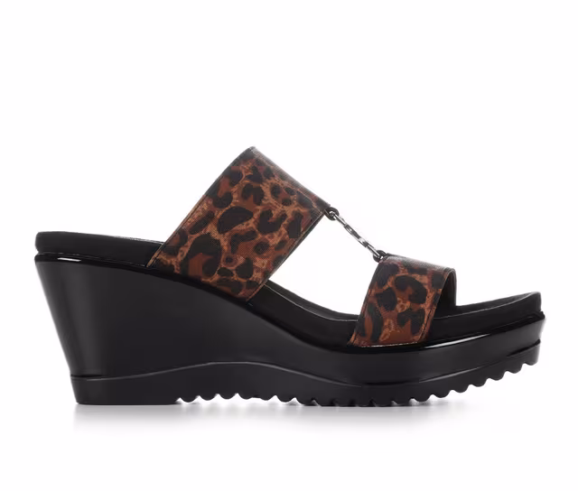 Women's Anne Klein Reese Wedge Sandals in Leopard color