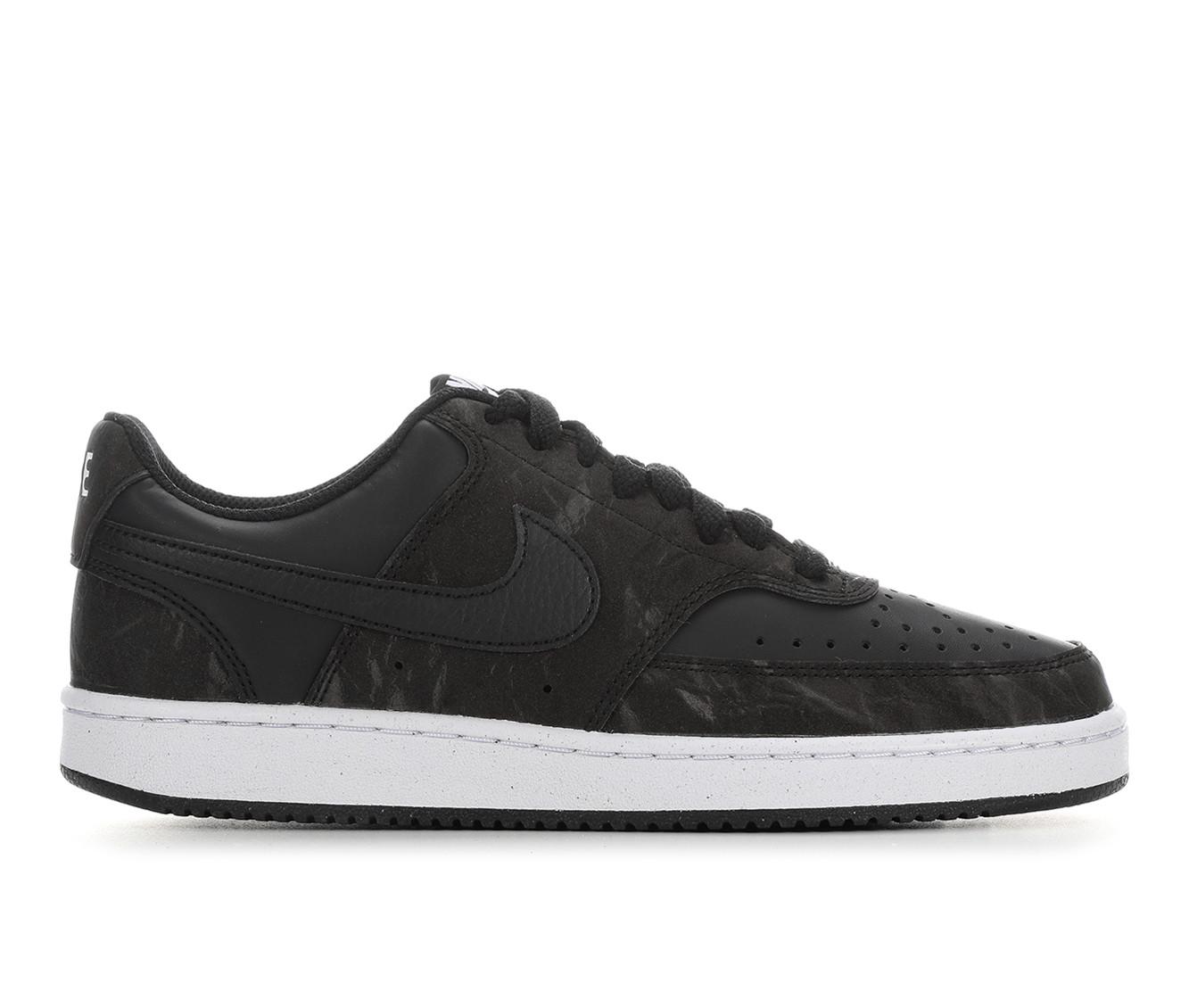 Women's Nike Court Vision Low Next Nature Sustainable Sneakers in Blk/Blk/Wht color