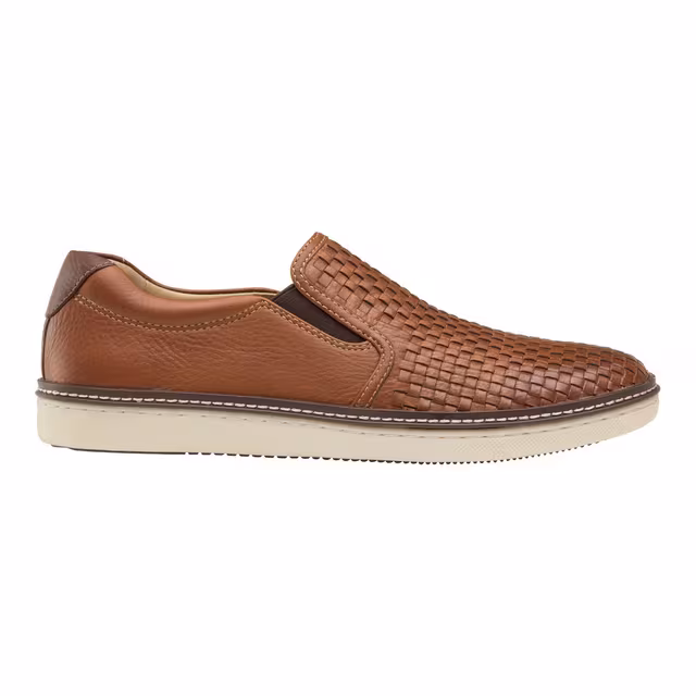 Men's Johnston and Murphy McGuffey Woven Slip-On Shoes in Tan color