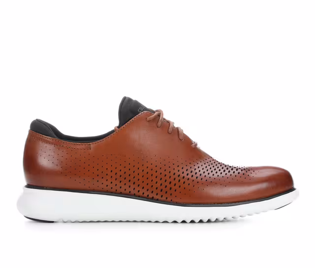 Men's Cole Haan 2.Zerogrand Laser Wingtip Oxfords in British Tan/Blk color
