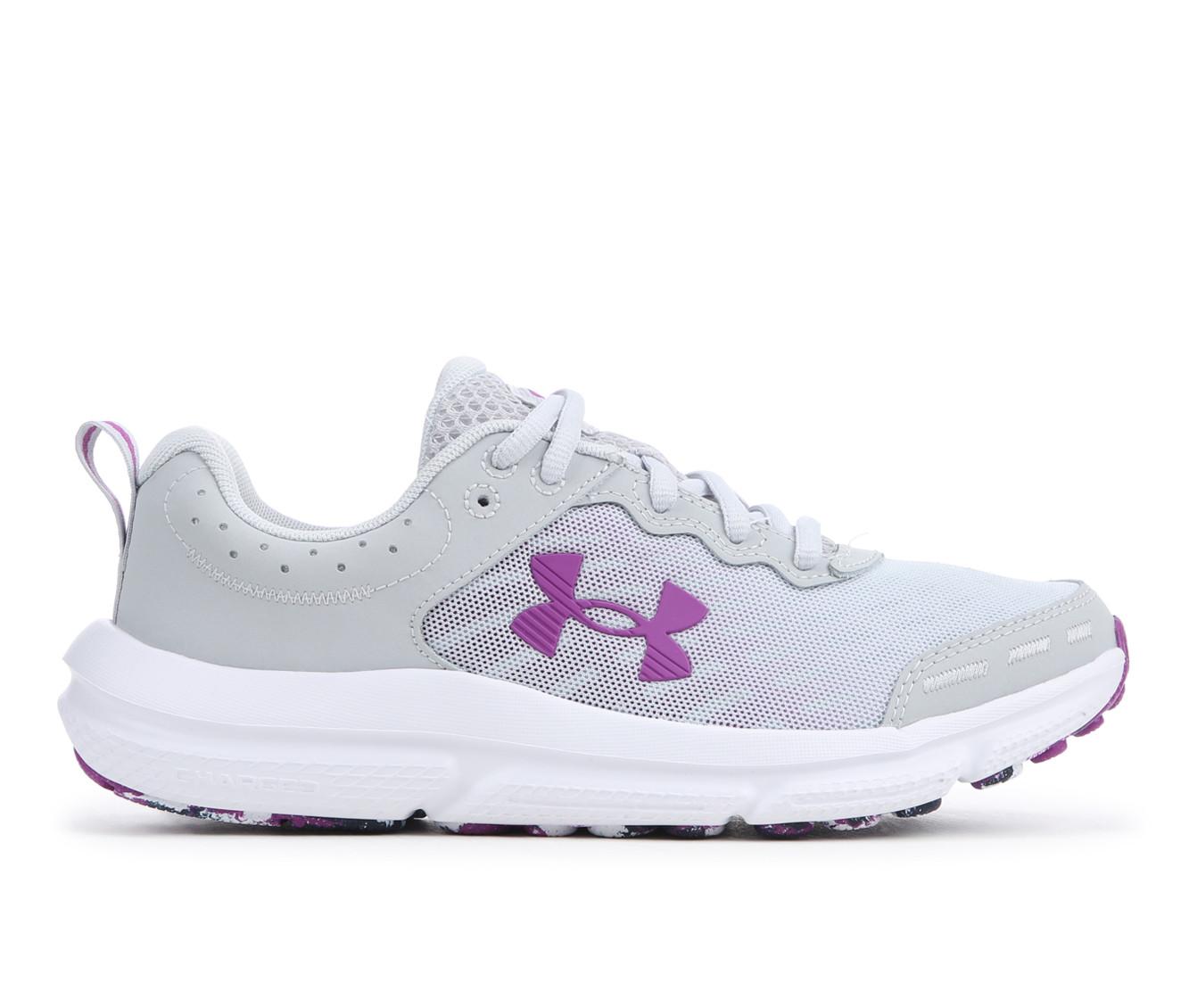 Women's Under Armour Charged Assert 10 Running Shoes in Wht/Pur Marble color