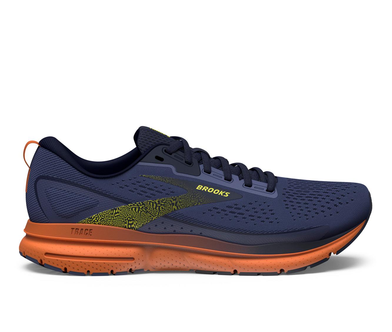 Men's Brooks Trace 3 Running Shoes in IRIS/ORANGE color