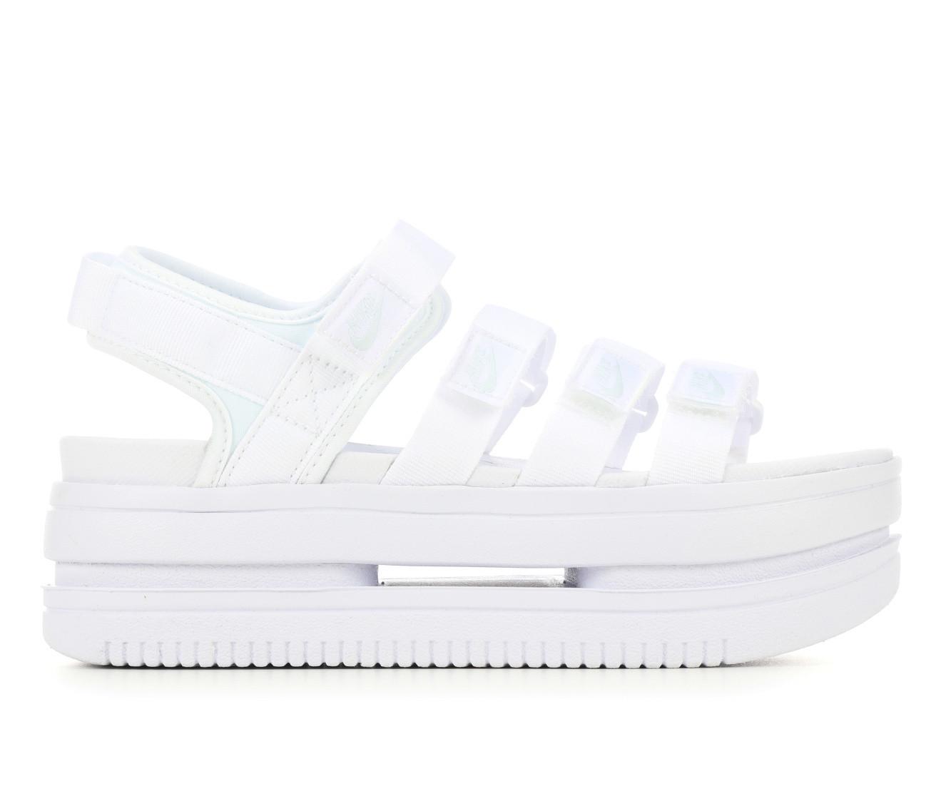 Women's Nike Icon Classic Platform Sandals in White/Pure-100 color