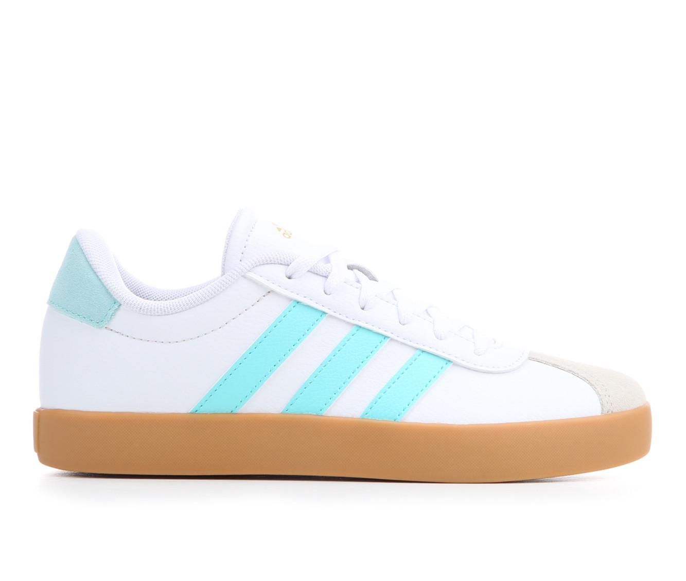 Girls' Adidas Little Kid VL Court 3.0 Sneakers in Wht/Aqua/Gum color