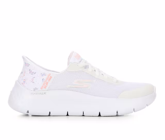 Women's Skechers Go 124823 Go Walk Flex Slip In Slip-in Walking Shoes in White Butterfly color