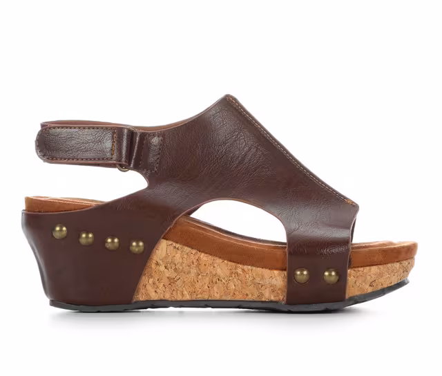Women's Pierre Dumas Chantal 25 Wedge Sandals in Whiskey color