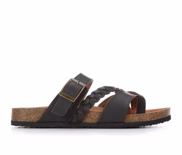 Girls' White Mountain Little Kid & Big Kid Gramma Footbed Sandals in Brown color