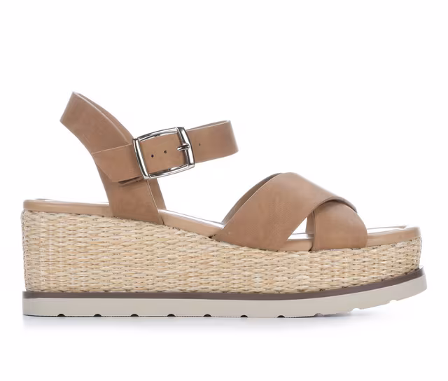 Women's Y-Not Clever Wedge Sandals in Latte color