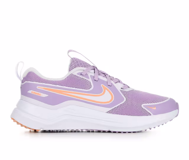 Girls' Nike Big Kid Cosmic Runner Running Shoes in Violet/White color