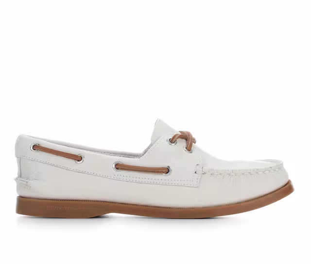 Women's Sperry A/O 2 Eye Boat Shoes in White/Gum color
