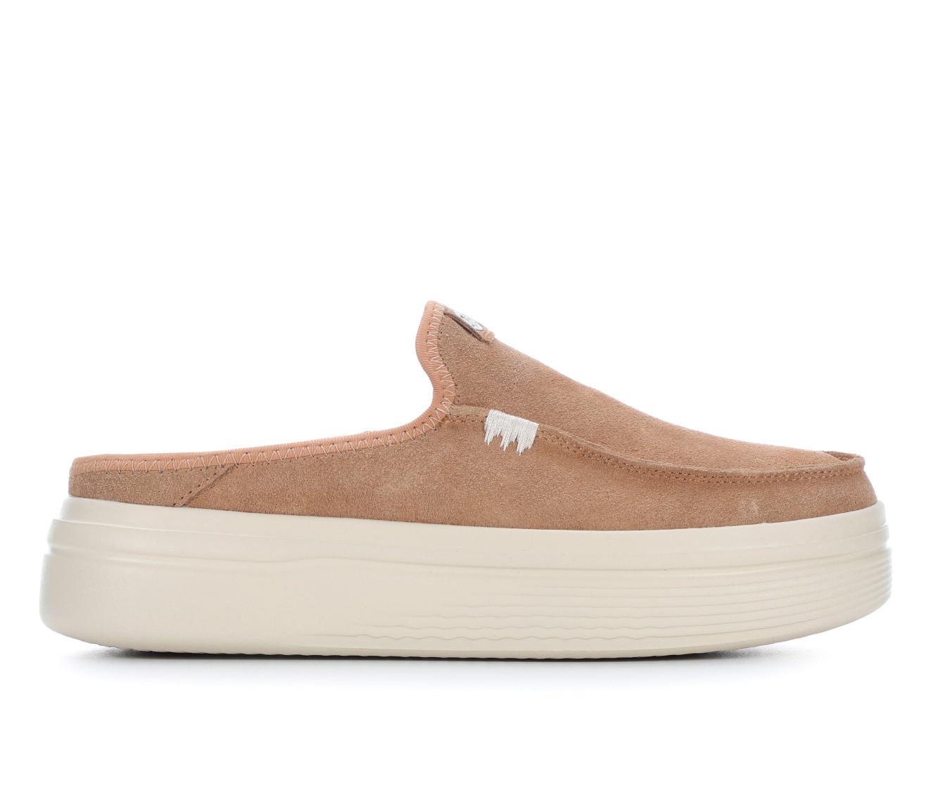 Women's HEYDUDE Austin Lift Platform Casual Shoes in Tan color
