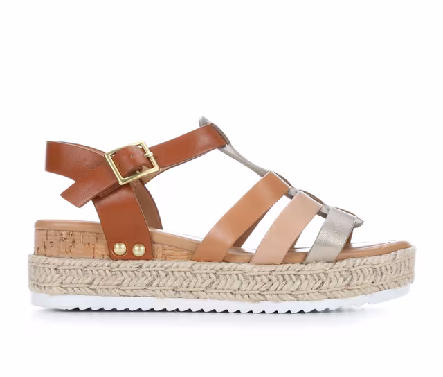 Girls' Soda Little Kid & Big Kid Trader Wedge Sandals in Tan Multi color