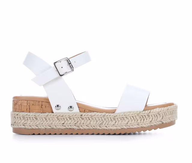 Girls' Soda Little Kid & Big Kid Treasure Wedge Sandals in White color