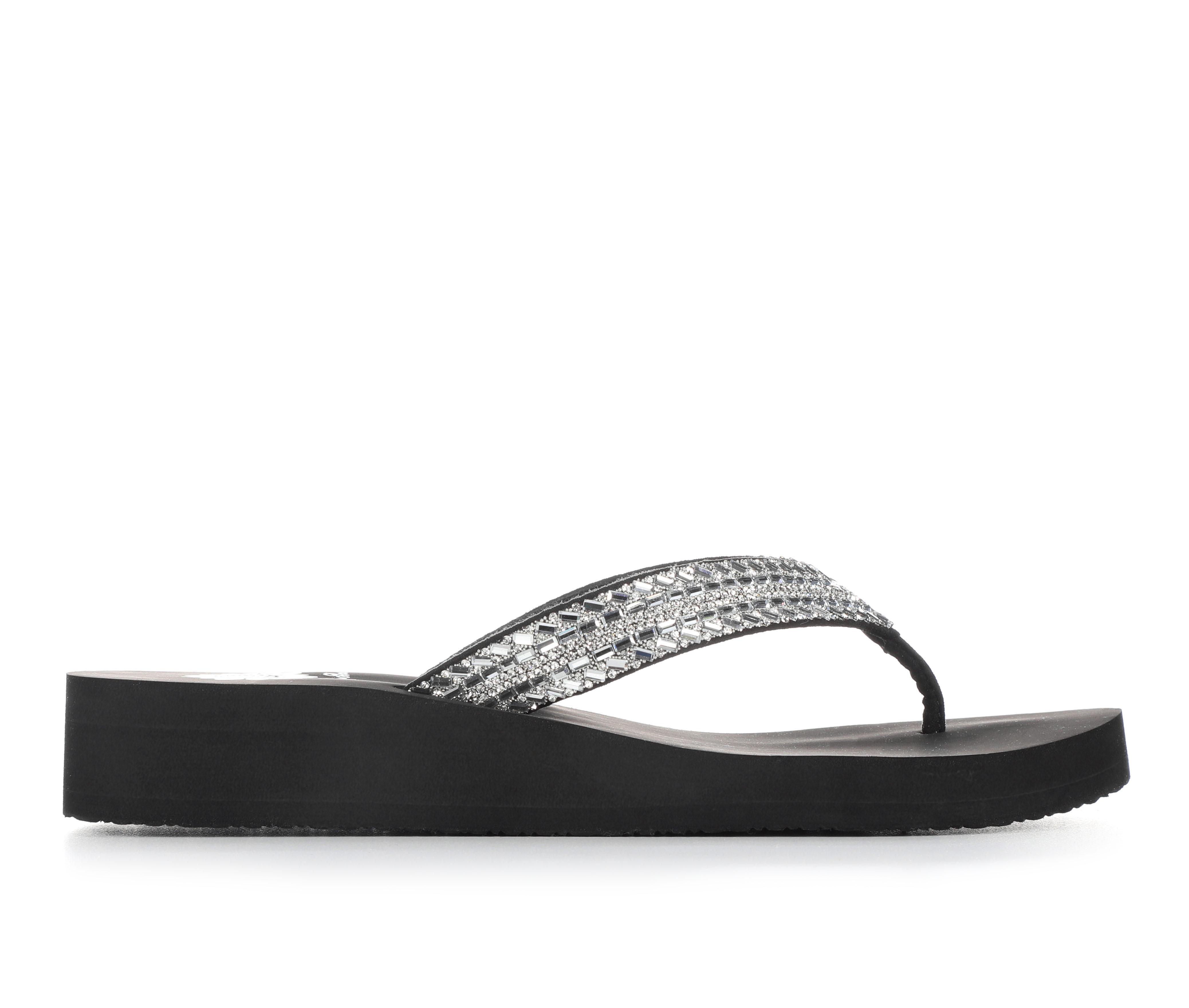 Women's Yellow Box Jovina Wedge Flip-Flops in Clear color