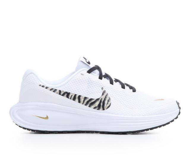 Women's Nike Revolution 8 Running Shoes in White/Blk/Gold color