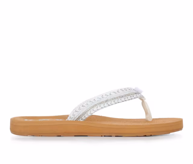 Women's Roxy Tidepool Bling Flip-Flops in Silver color
