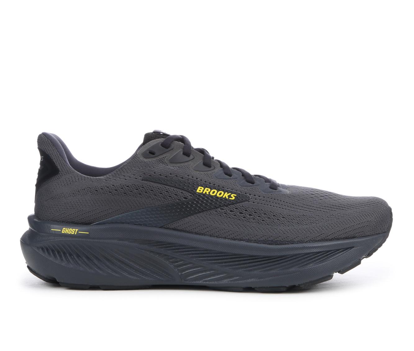 Men's Brooks Ghost 17 Running Shoes in Black/Yellow color