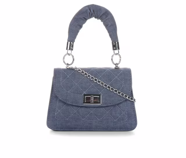 Olivia Miller Denim Quilted Crossbody Handbag in Blue Denim color