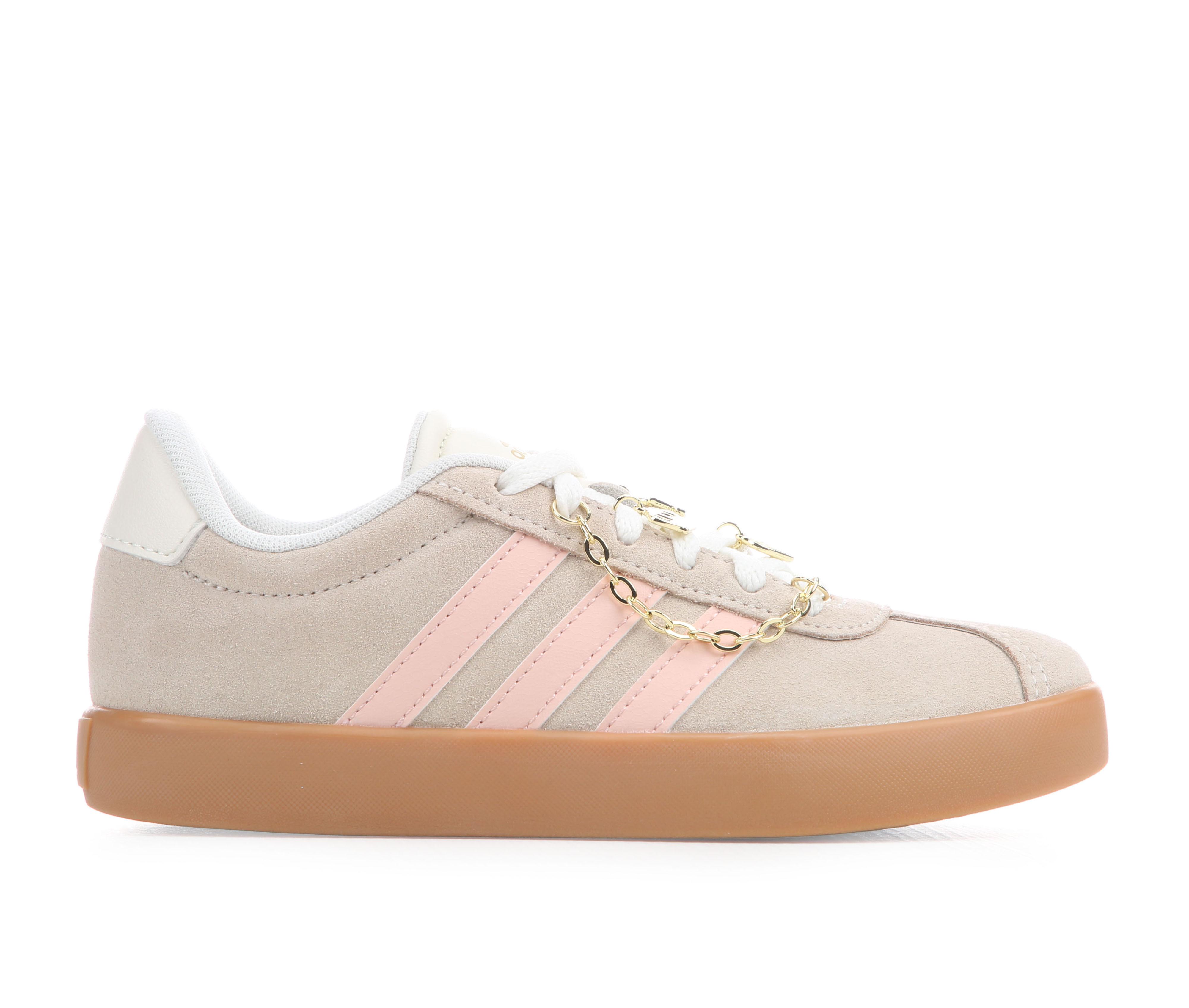 Girls' Adidas Little Kid & Big Kid VL Court 3.0 Suede Sneakers in Linen/Shoelery color