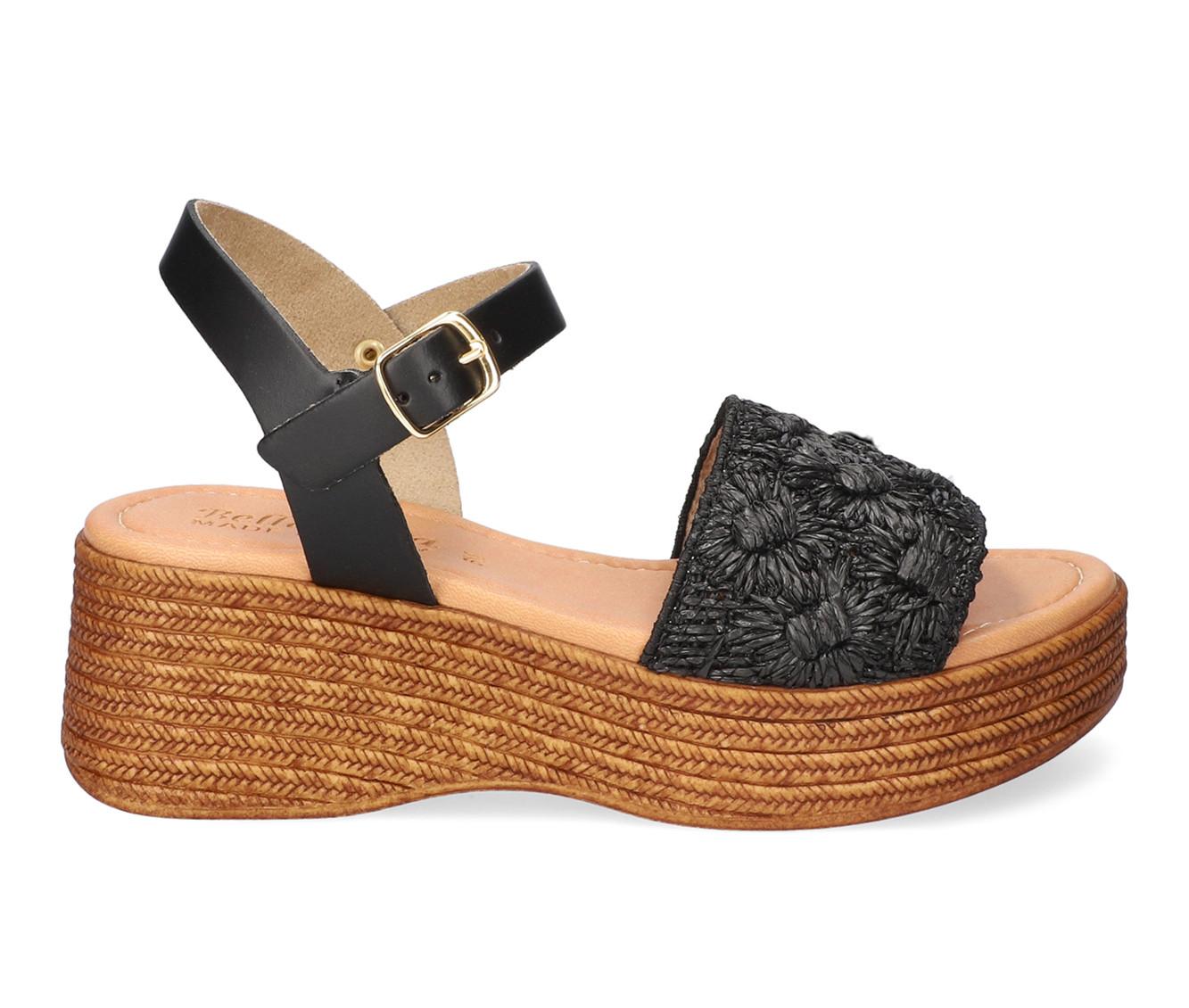 Women's Bella Vita Italy Kea Wedges in Black Floral color