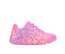 Girls' Skechers Street Little Kid & Big Kid Uno Lite Gold Crown Sneakers in Hot Pink color