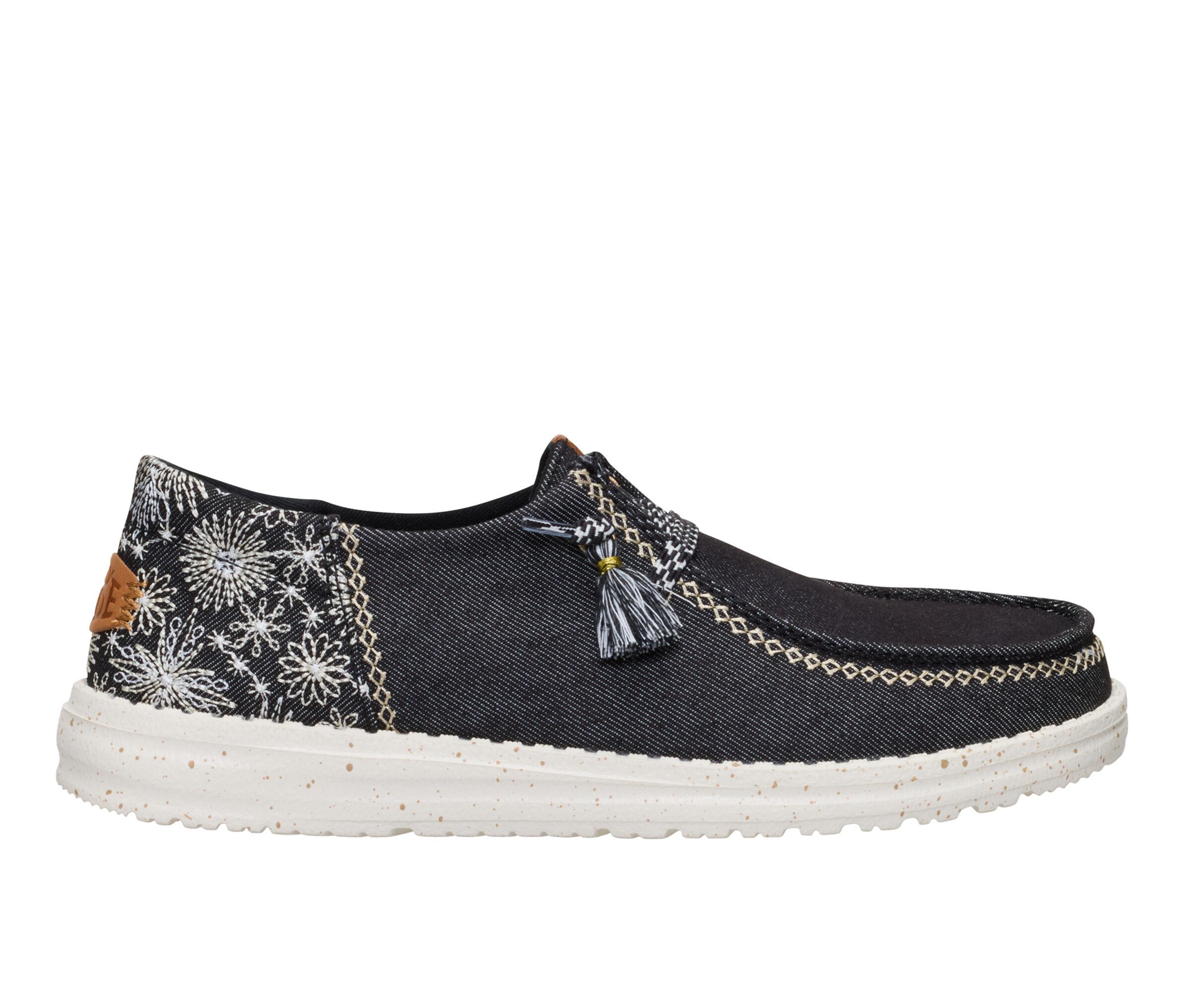 Women's HEYDUDE Wendy Funk Embroidered Floral in Black color
