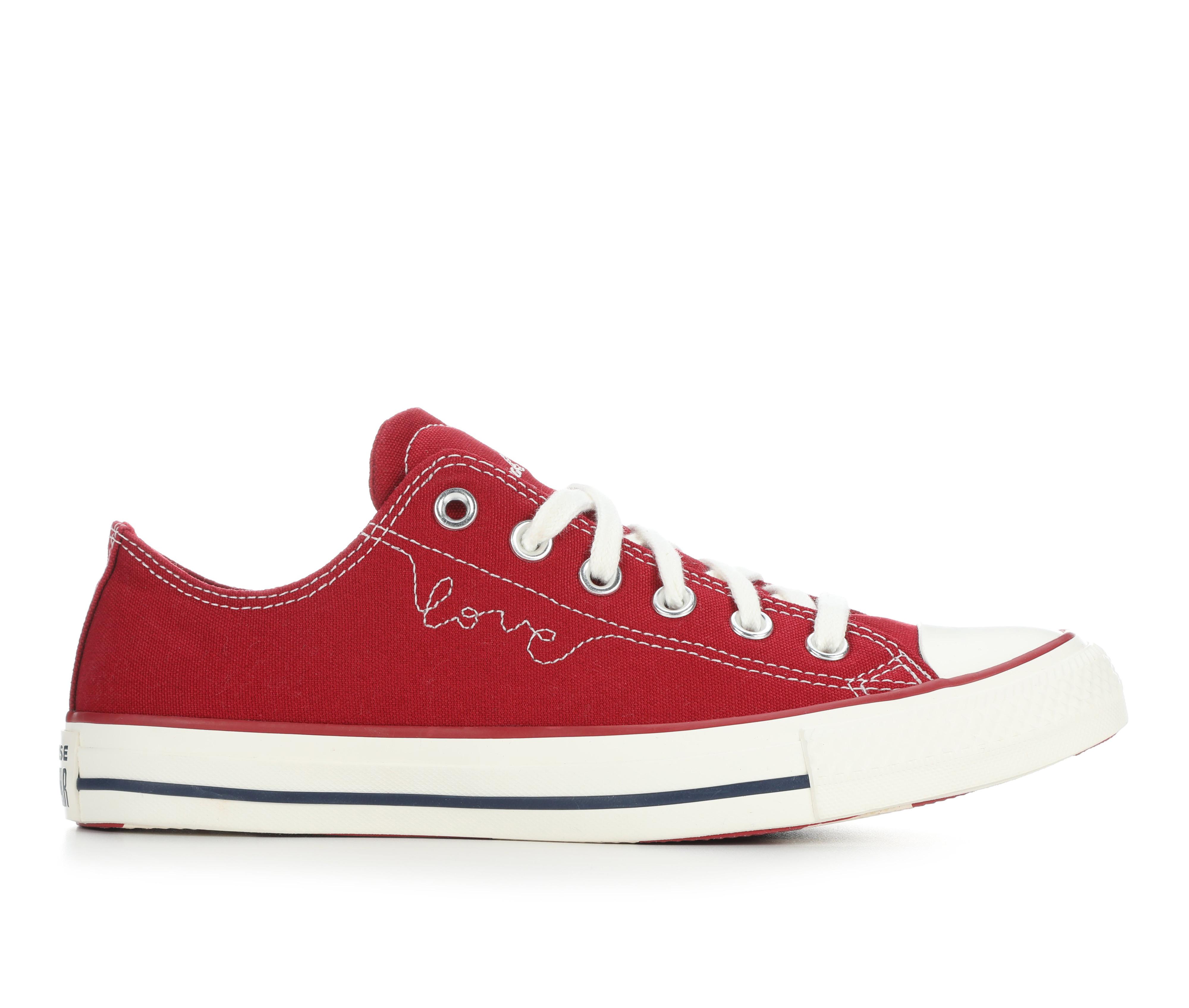 Women's Converse All Star Canvas Ox Sneakers in Red Hearts color