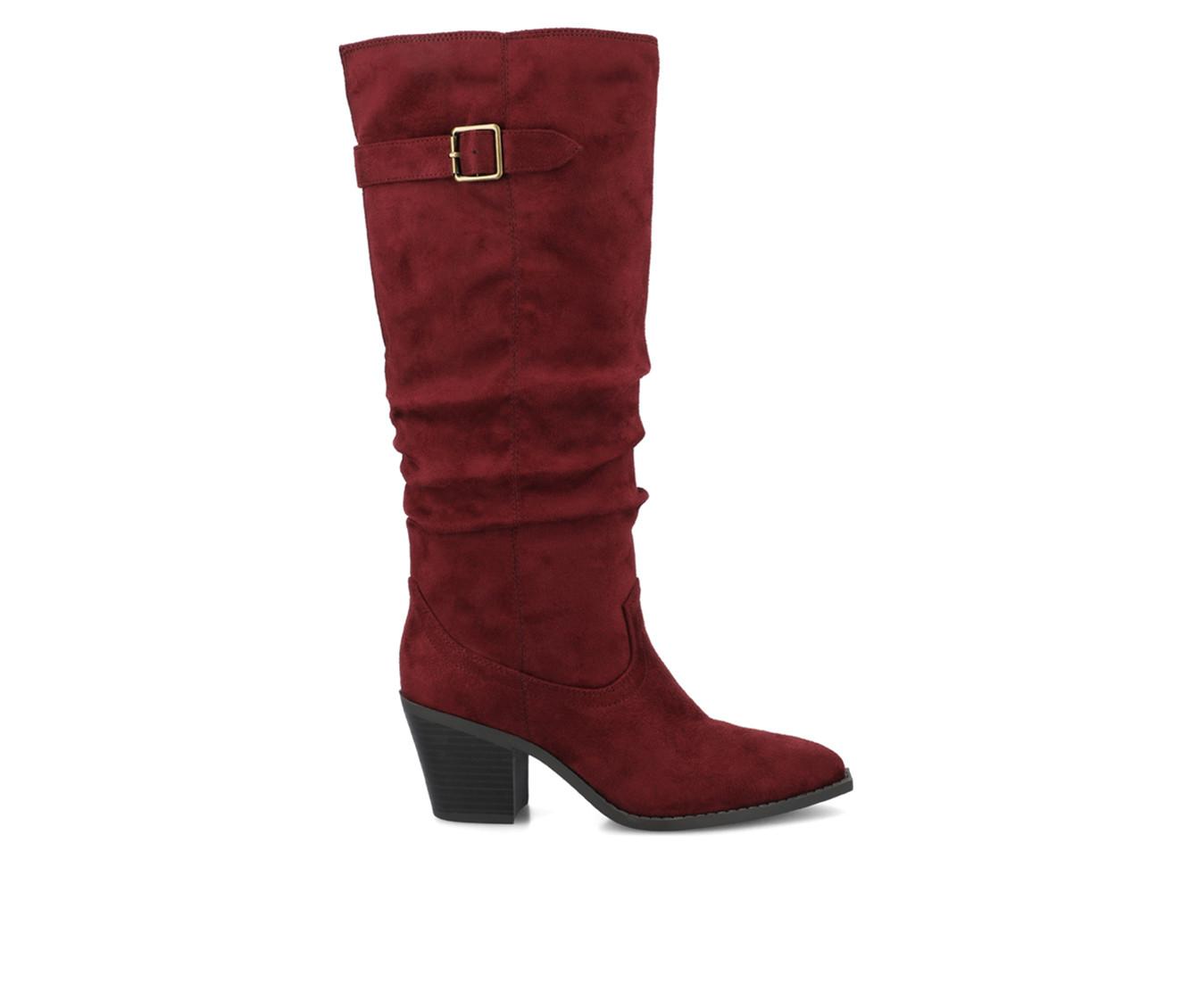 Women's Journee Collection Kaleah Knee High Boots in Oxblood Suede color