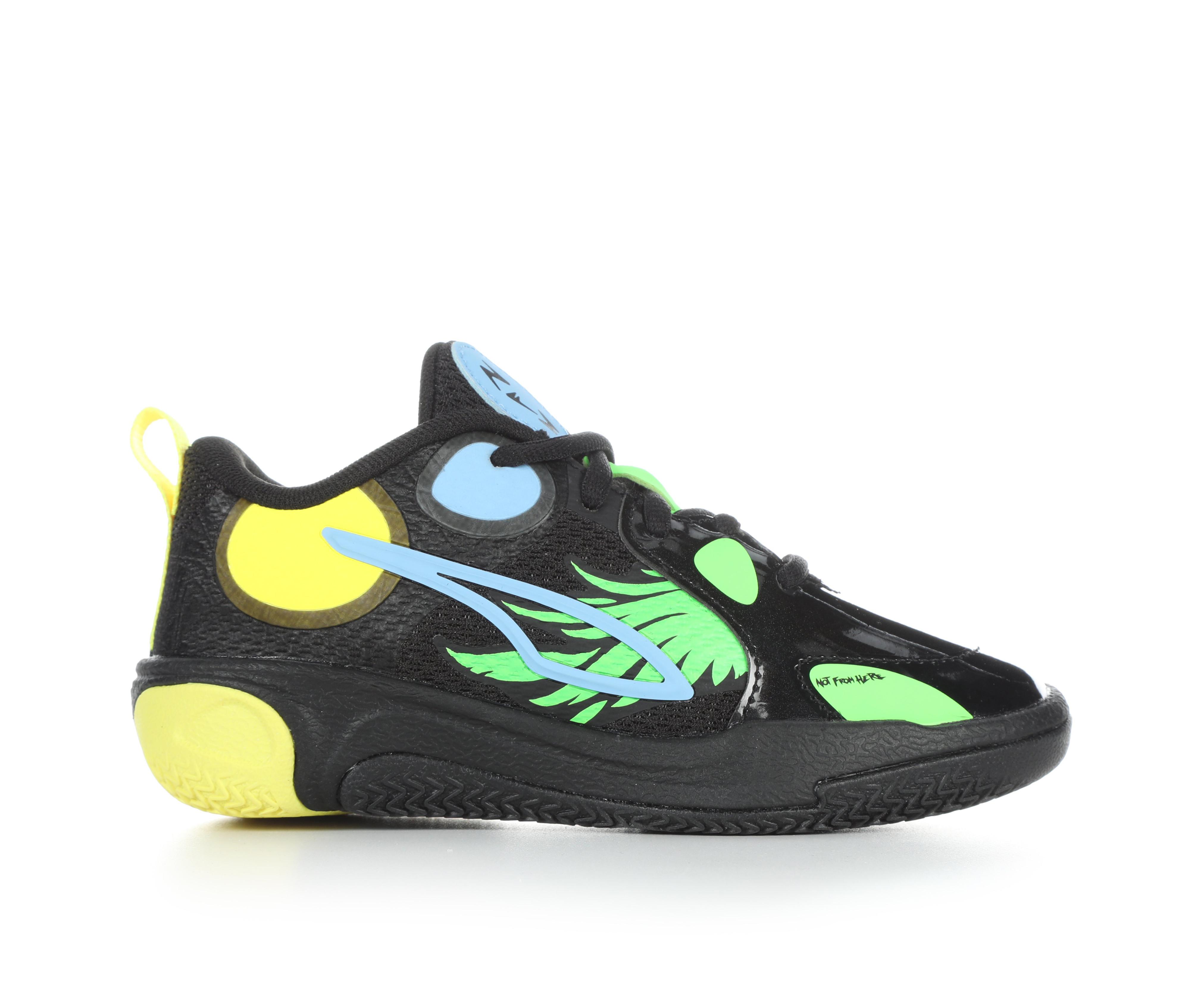 Kids' Puma Little Kid & Big Kid MB World 1.0 Basketball Shoes in Blk/Ylw/Grn/Blu color