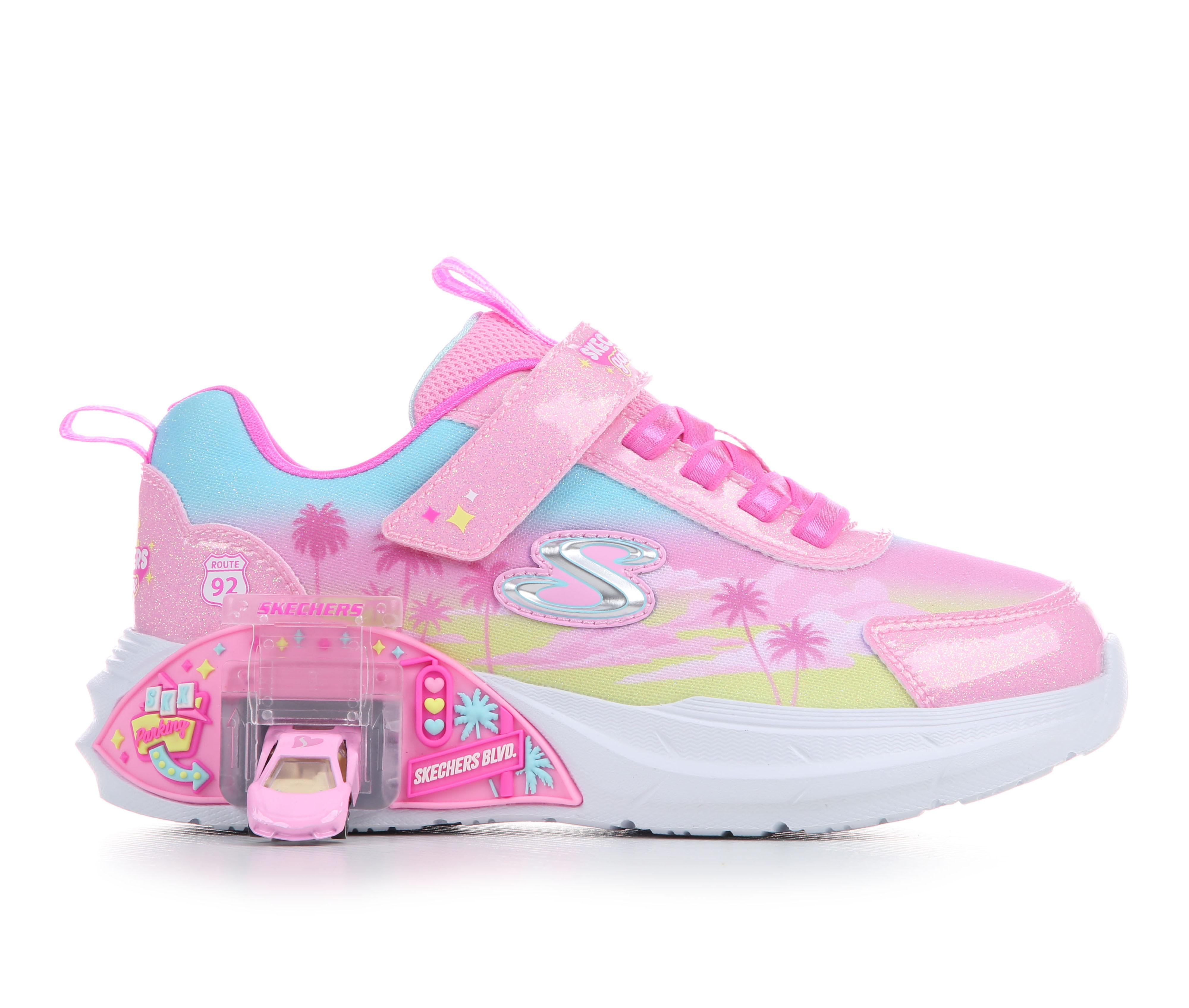 Girls' Skechers Little Kid Garage Glam Racer Sneakers in Pink Multi color