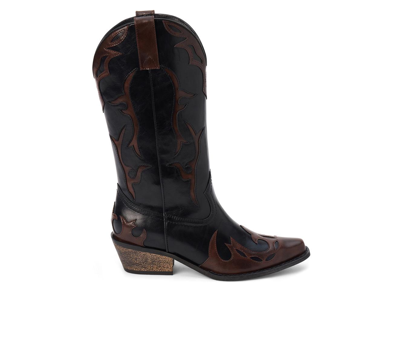 Women's Coconuts by Matisse Wylie Western Boots in Black/Coffee color