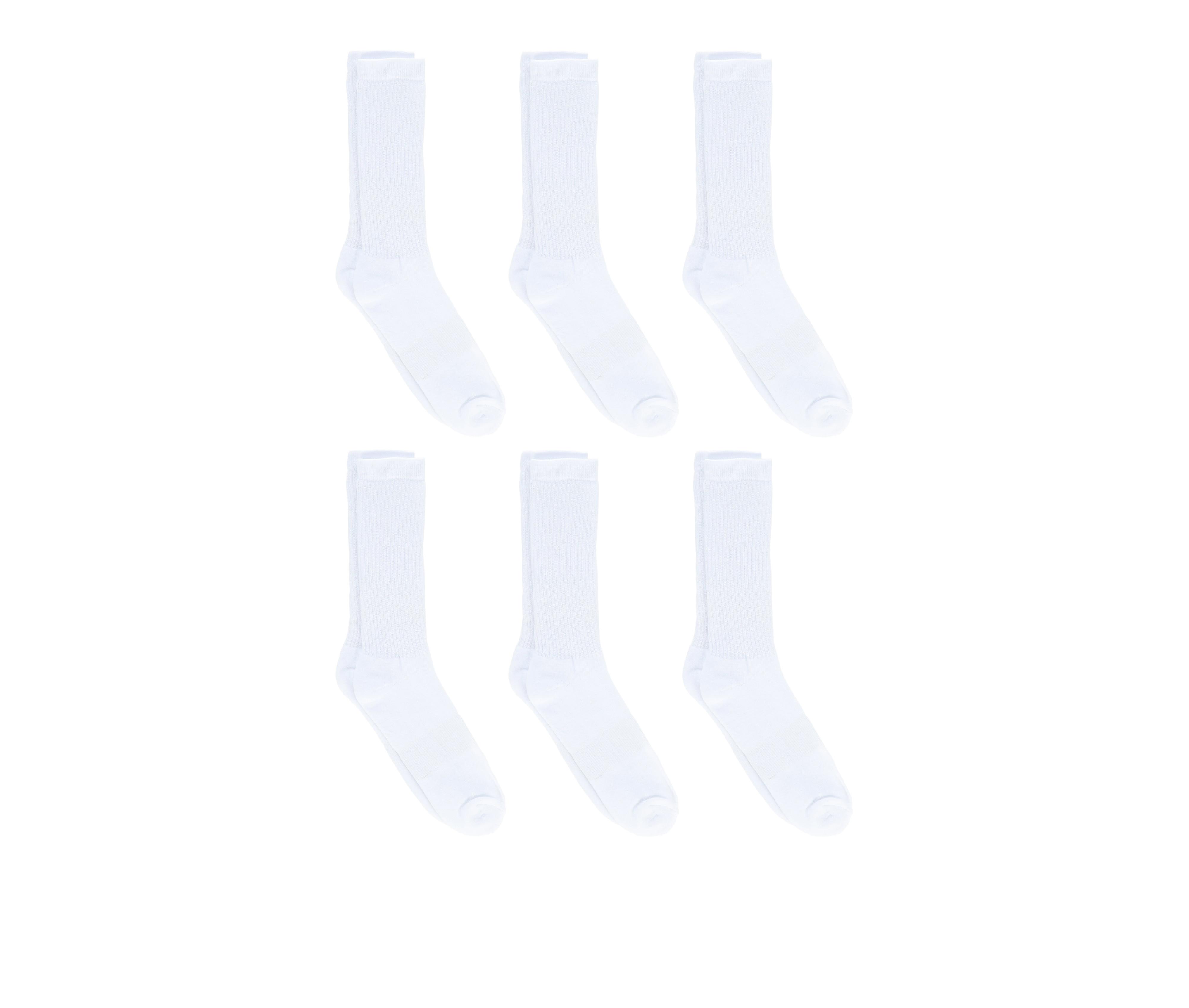 Sof Sole  6 Pair Comfort Cushioned Crew Socks in White color