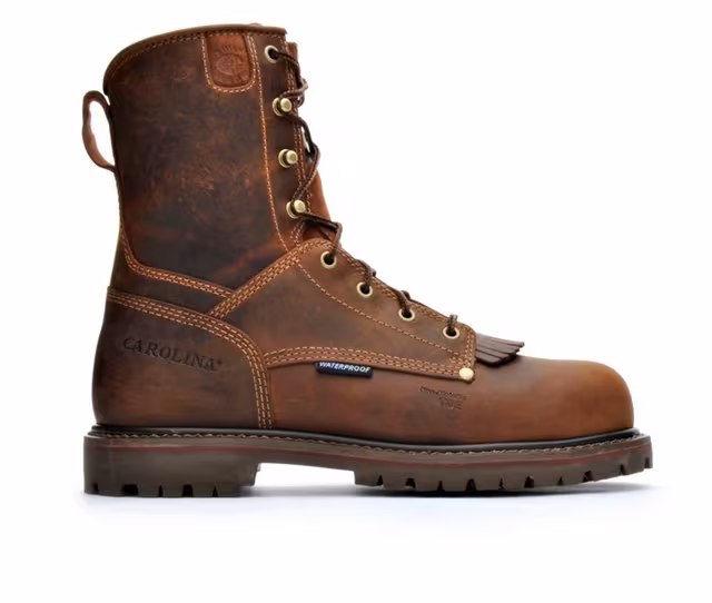 Men's Carolina Boots CA8528 8 In Composite Toe Waterproof Work Boots in Cigar color
